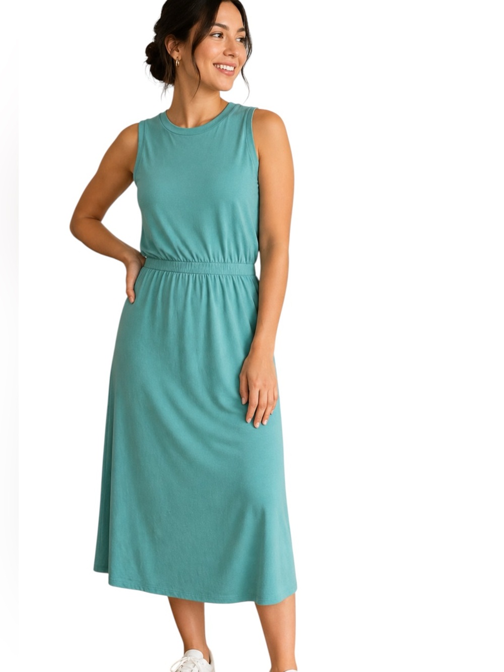 Athleta Vestido Deportivo Verde Agua Midi Sin Mangas Talla M